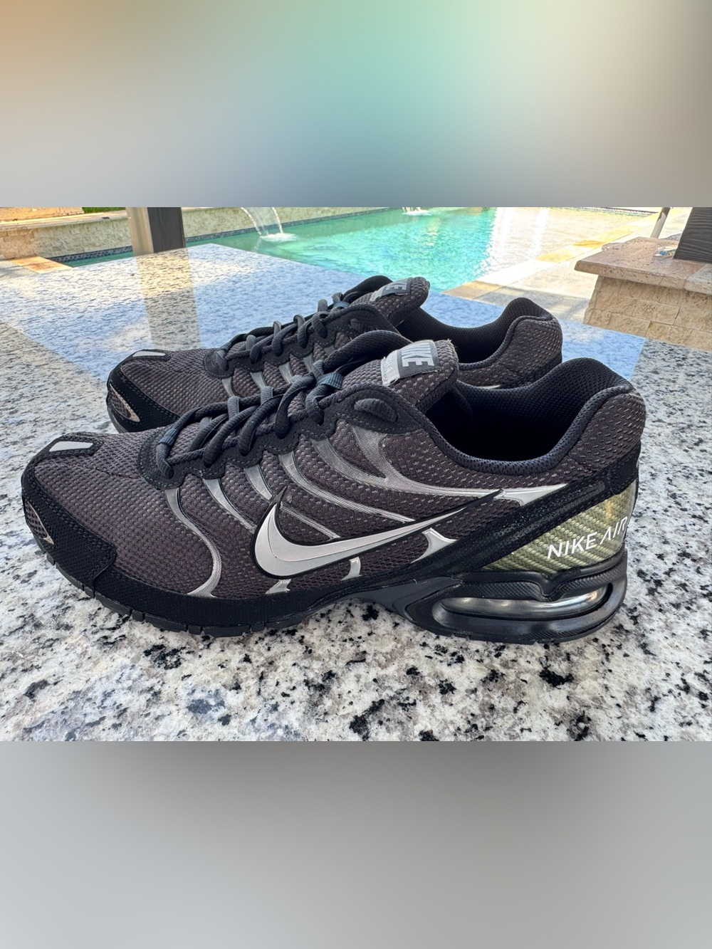 Nike air max Black and Silver Mesh Athletic Sneakers torch 4